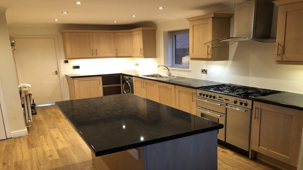 black granite kitchen island