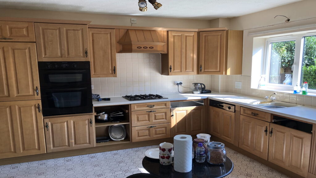 light oak broadway style white worktops